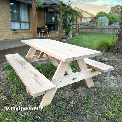 Enjoy the natural beauty of wood with our solid hardwood picnic tables, built to last and withstand the demands of outdoor use.