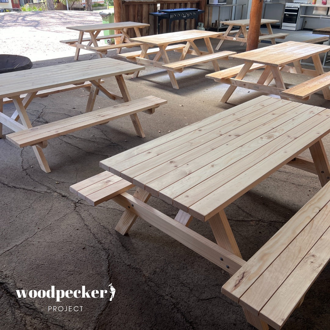 Foldable picnic tables for easy storage