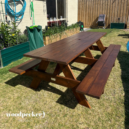 Rustic picnic table for backyard barbecues