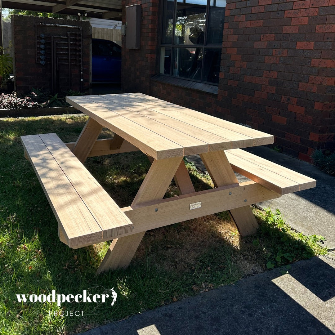 Make memories outdoors with our sturdy solid hardwood picnic tables, crafted with care for durability and classic style.