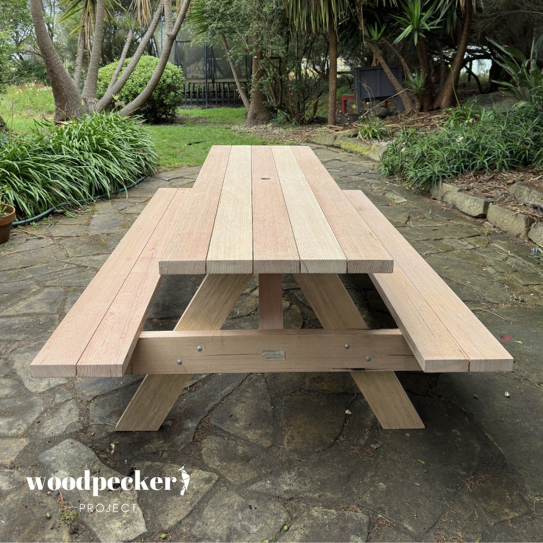 Celebrate the joy of outdoor dining with our finely-crafted solid hardwood picnic tables, perfect for gatherings of family and friends.