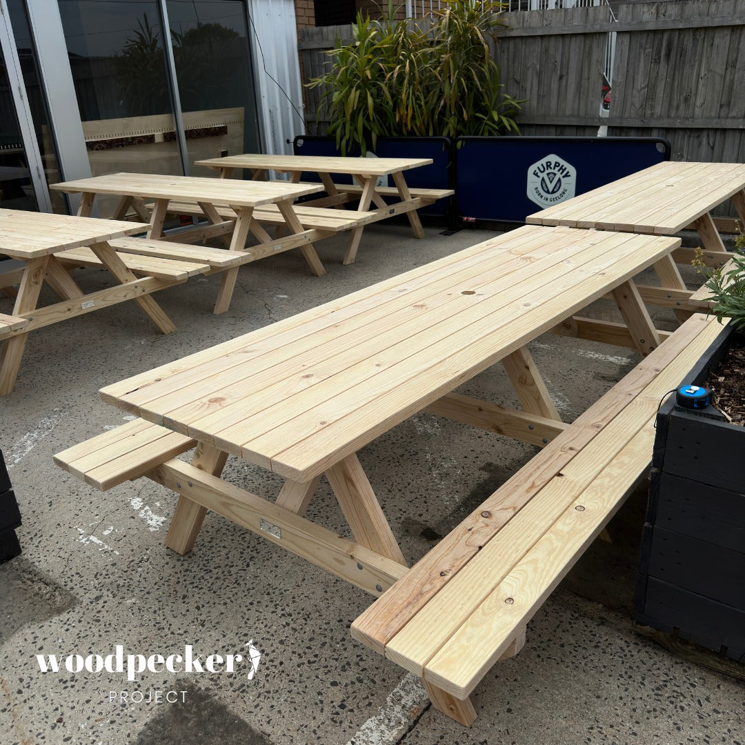 Commercial-grade picnic tables for hospitality businesses