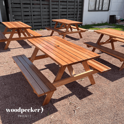 Durable wooden bench for al fresco dining