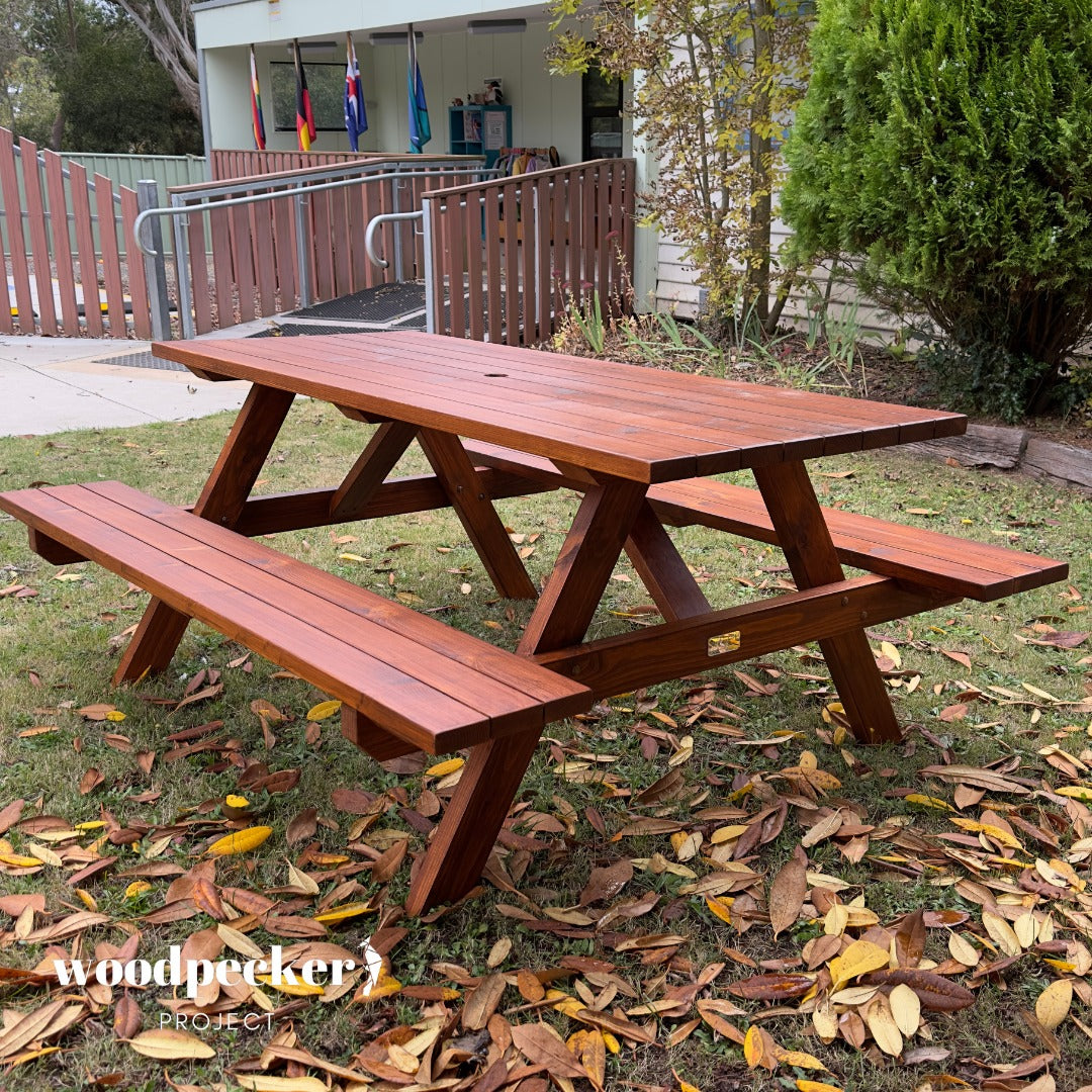 Low-maintenance picnic tables for school gardens