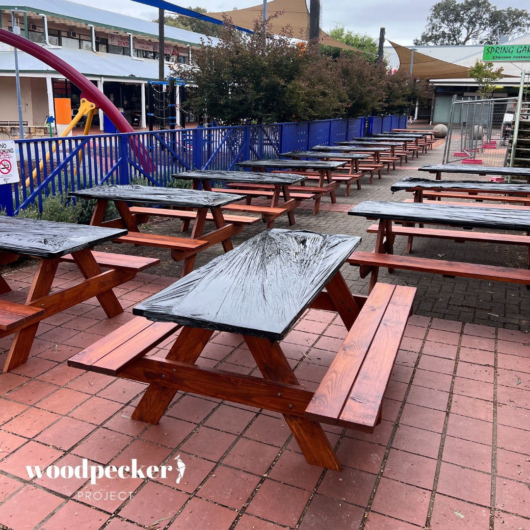 From birthday parties to neighborhood potlucks, this robust picnic table has you covered, offering a stable and spacious surface for all your outdoor entertaining needs