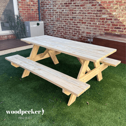 Constructed from sturdy pine wood, this classic picnic table set features solid craftsmanship and a weather-resistant finish, offering a reliable outdoor dining solution for picnics, camping trips, and leisurely meals in the garden.