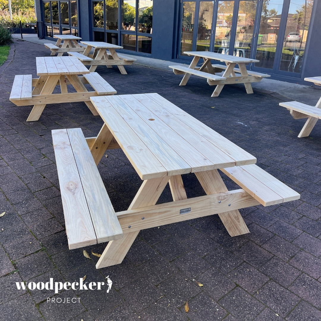 Add a touch of eco-friendly elegance to your outdoor space with this bamboo picnic table set, designed for sustainability and durability, offering a stylish and environmentally conscious option for picnics, parties, and outdoor dining.