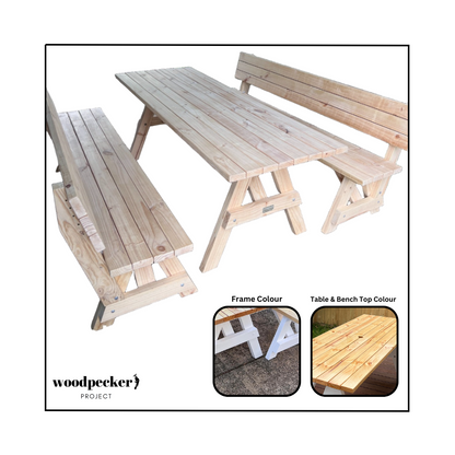 Separated Picnic Table Set with Backrest