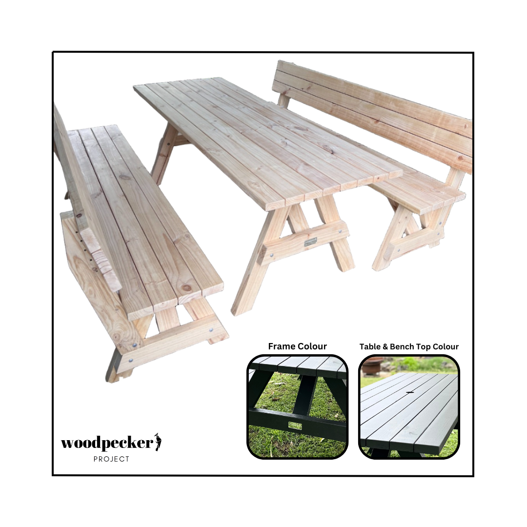 Separated Picnic Table Set with Backrest