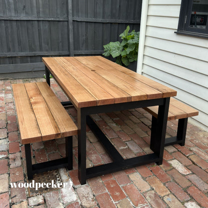 Create lasting memories with family and friends around this artisanal solid hardwood outdoor table, meticulously designed to blend durability with classic style.