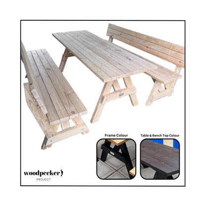 Separated Picnic Table Set with Backrest